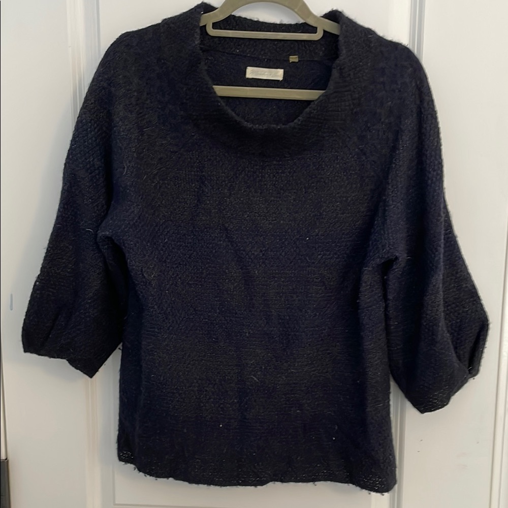 Black Cowl Neck Sweater with Relaxed Fit and Soft Texture